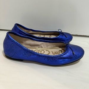Sam Edelman comfy slip on flats. Shimmery blue leather, size 8.5, fits l…